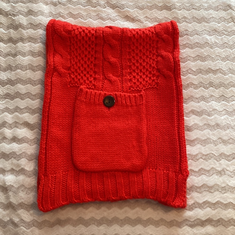 J. Crew Red Cable Knit Scarf with Pockets